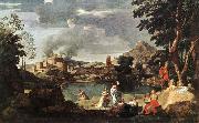 Nicolas Poussin Landscape with Orpheus and Euridice oil painting